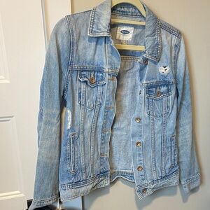 Old Navy Light Wash Denim Jacket - Pale Blue distressed Jean Jacket